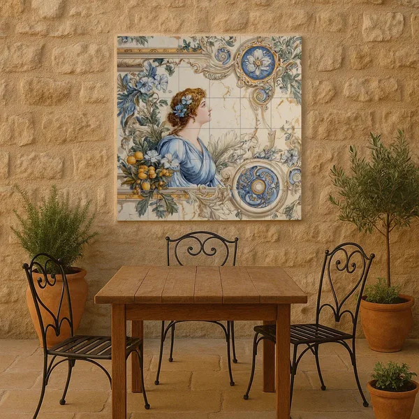 Ceramic tile mural in a kitchen