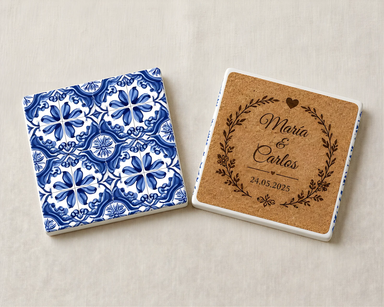 Posavasos cerámicos con base de corcho